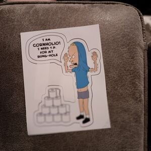 Beavis Funny Cartoon Sticker with Quote